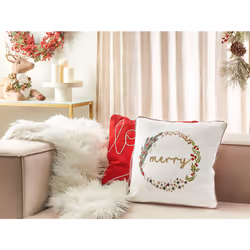 Throw Cushion EUCHARIS Velvet 45 x 45 cm White Christmas Pattern