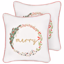 Set of 2 Decorative Cushions EUCHARIS Velvet 45 x 45 cm White Christmas Pattern