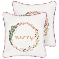 Set of 2 Decorative Cushions EUCHARIS Velvet 45 x 45 cm White Christmas Pattern