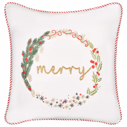 Set of 2 Decorative Cushions EUCHARIS Velvet 45 x 45 cm White Christmas Pattern