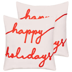 Set of 2 Decorative Cushions EXACUM Velvet 45 x 45 cm White Christmas Pattern