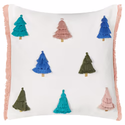 Set of 2 Decorative Cushions SKIMMIA Cotton 45 x 45 cm White Christmas Pattern