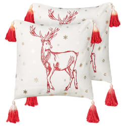 Set of 2 Decorative Cushions VALLOTA Cotton 45 x 45 cm White Christmas Pattern
