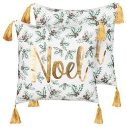 Set of 2 Decorative Cushions ZAMIA Cotton 45 x 45 cm White Christmas Pattern