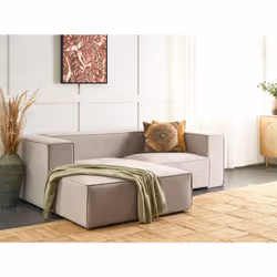 Corner Sofa VERNON Velvet Taupe 2 Seater Right Hand