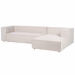 Corner Sofa VERNON Fabric Light Beige 3 Seater Left Hand