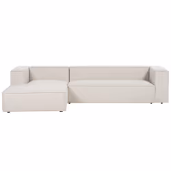 Corner Sofa VERNON Fabric Light Beige 3 Seater Right Hand