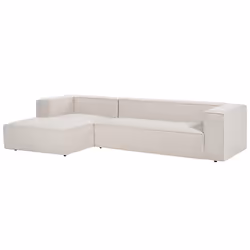 Corner Sofa VERNON Fabric Light Beige 3 Seater Right Hand