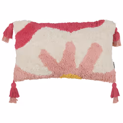 Set of 2 Decorative Cushions ACTAEA Cotton 30 x 50 cm Pink Floral Pattern