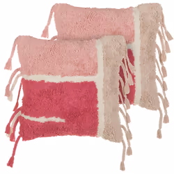 Set of 2 Decorative Cushions BISTORTA Cotton 45 x 45 cm Pink Geometric Pattern