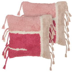 Set of 2 Decorative Cushions BISTORTA Cotton 45 x 45 cm Pink Geometric Pattern