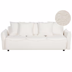 Sofa Bed KRAMA Boucle White with Storage 3 Seater