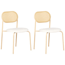 Set of 2 Dining Chairs ADAVER Metal Light Brown