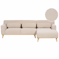 Corner Sofa SIMOS Corduroy Light Beige 3 Seater Left Hand