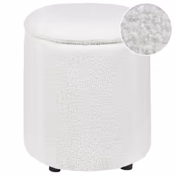 Storage Pouffe MARYLAND Boucle Off-White 38 cm 38 cm 40 cm