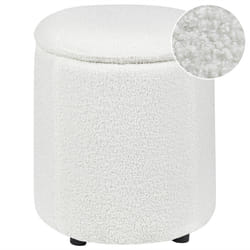 Storage Pouffe MARYLAND Boucle Off-White 38 cm 38 cm 40 cm