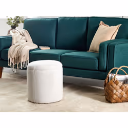 Storage Pouffe MARYLAND Boucle Off-White 38 cm 38 cm 40 cm