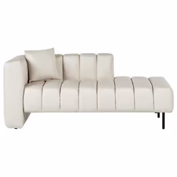 Left Hand Chaise Lounge LANNILS Faux Leather Off-White