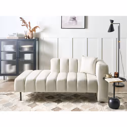 Right Hand Chaise Lounge LANNILS Faux Leather Off-White