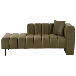Right Hand Chaise Lounge LANNILS Velvet Olive Green