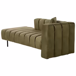 Right Hand Chaise Lounge LANNILS Velvet Olive Green
