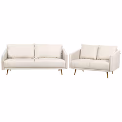 Living Room Set MAURA Fabric Light Beige 5 Seater