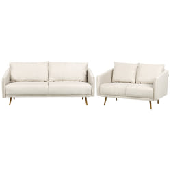 Living Room Set MAURA Fabric Light Beige 5 Seater