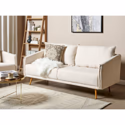 Living Room Set MAURA Fabric Light Beige 5 Seater