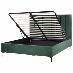 Ottoman Bed Velvet SEZANNE 180 x 200 cm (EU Super King) Dark Green