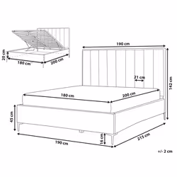 Ottoman Bed Velvet SEZANNE 180 x 200 cm (EU Super King) Pink