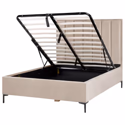 Ottoman Bed Velvet SEZANNE 140 x 200 cm (EU Double) Taupe