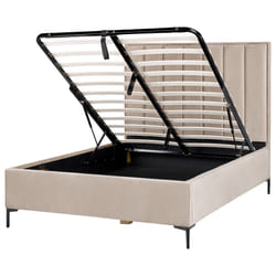 Ottoman Bed Velvet SEZANNE 140 x 200 cm (EU Double) Taupe