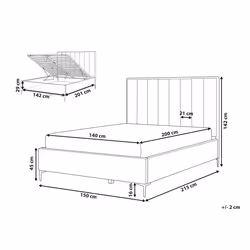 Ottoman Bed Velvet SEZANNE 140 x 200 cm (EU Double) Taupe