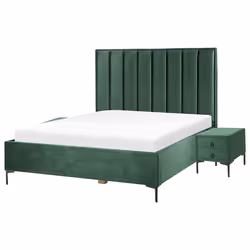Bedroom Set Velvet SEZANNE 160 x 200 cm (EU King Size) Dark Green