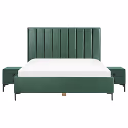 Bedroom Set Velvet SEZANNE 180 x 200 cm (EU Super King) Dark Green