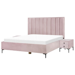 Bedroom Set Velvet SEZANNE 180 x 200 cm (EU Super King) Pink