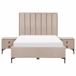 Bedroom Set Velvet SEZANNE 140 x 200 cm (EU Double) Taupe