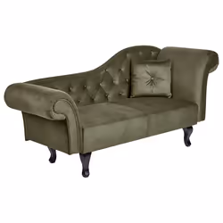 Right Hand Chaise Lounge LATTES Velvet Olive Green
