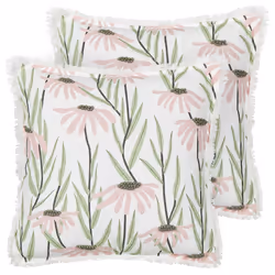 Set of 2 Decorative Cushions GYNURA Cotton 45 x 45 cm Multicolour Floral Pattern