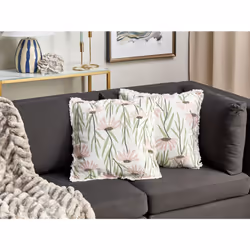 Set of 2 Decorative Cushions GYNURA Cotton 45 x 45 cm Multicolour Floral Pattern