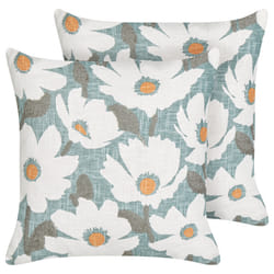 Set of 2 Decorative Cushions JATROPHA Cotton 45 x 45 cm Light Blue Floral Pattern