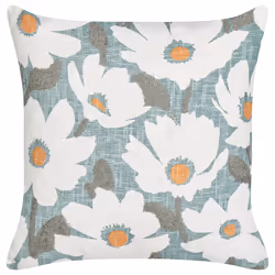 Set of 2 Decorative Cushions JATROPHA Cotton 45 x 45 cm Light Blue Floral Pattern