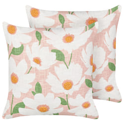 Set of 2 Decorative Cushions JATROPHA Cotton 45 x 45 cm Pink Floral Pattern