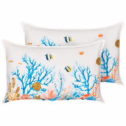 Set of 2 Decorative Cushions EELGRASS Cotton 30 x 50 cm Multicolour Animal Pattern