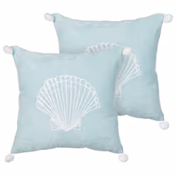 Set of 2 Decorative Cushions LEATHESIA Velvet 45 x 45 cm Light Blue Abstract Pattern