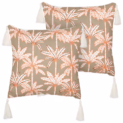 Set of 2 Decorative Cushions MELOBESIA Cotton 45 x 45 cm Multicolour Plant Pattern