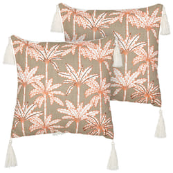 Set of 2 Decorative Cushions MELOBESIA Cotton 45 x 45 cm Multicolour Plant Pattern