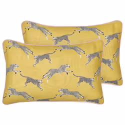 Set of 2 Cotton Cushions Cheetah Motif 30 x 50 cm Yellow ARALES