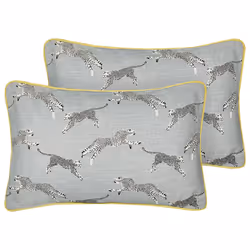 Set of 2 Decorative Cushions ARALES Cotton 30 x 50 cm Light Grey Animal Pattern