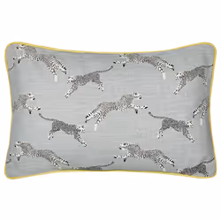 Set of 2 Decorative Cushions ARALES Cotton 30 x 50 cm Light Grey Animal Pattern